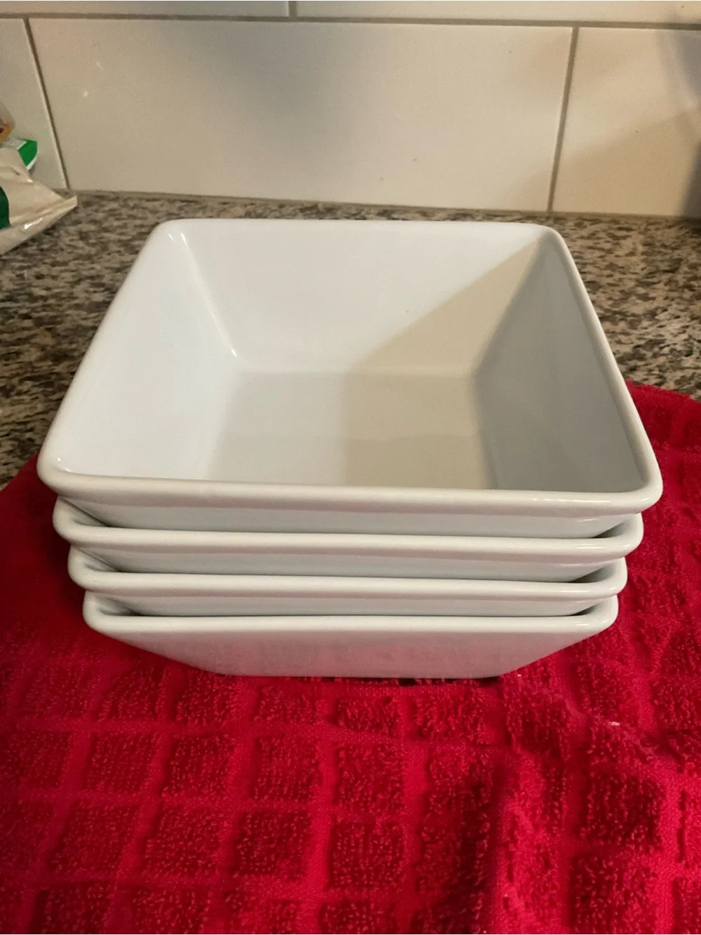 The Pampered Chef White Square Ceramic Bowls & Plates Set